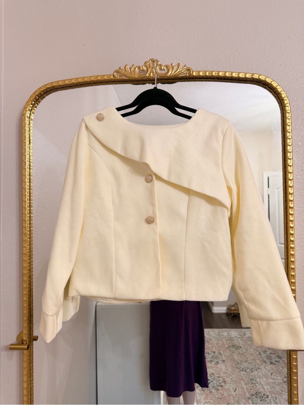 Women's Cream Asymmetric Button-Front Blazer